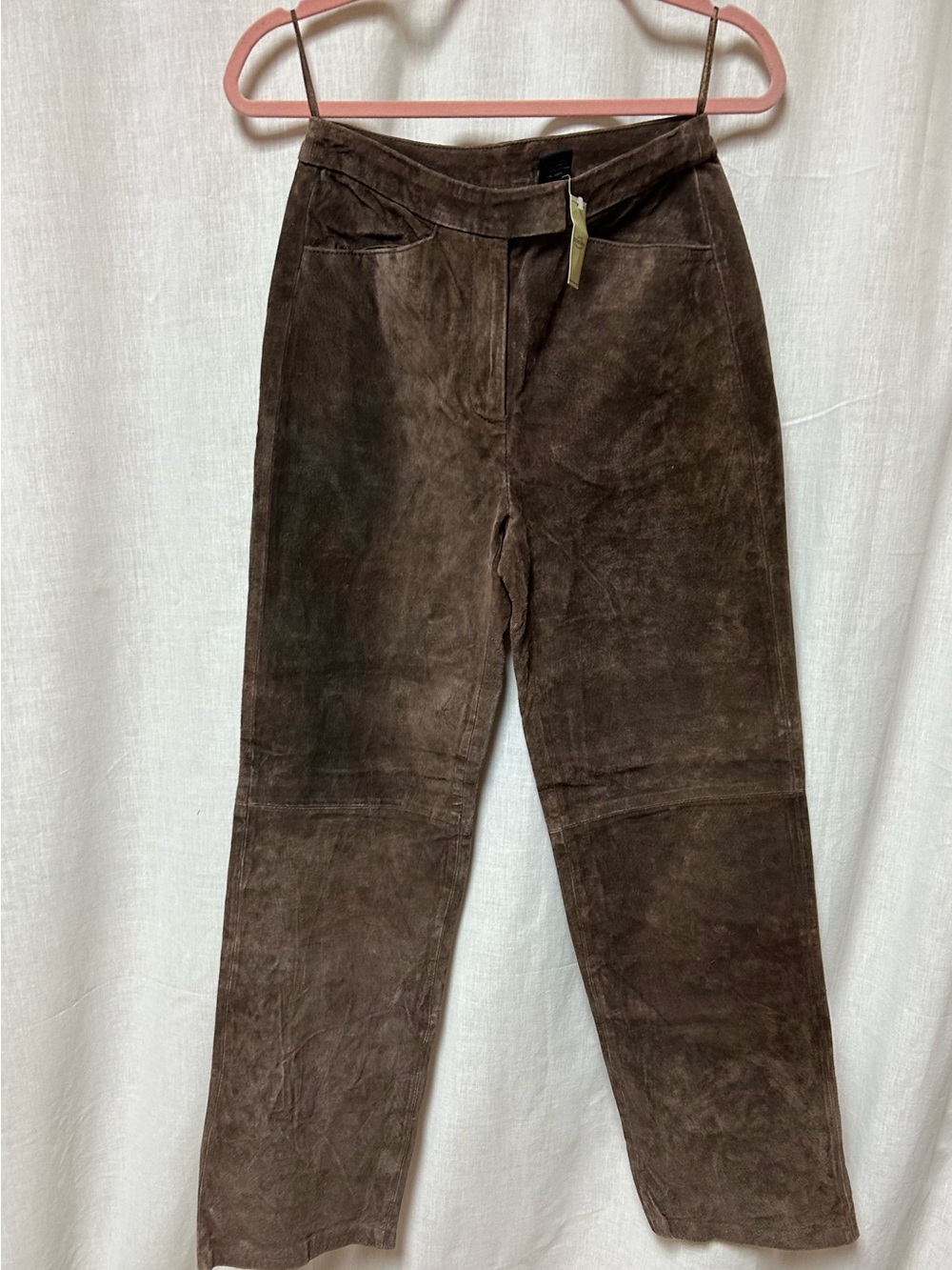 Brown brushed leather Straight-Leg Pants jeans size 4